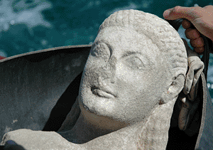 head of a statue of a
young male from Despotiko