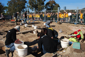 Archaeologists excavate the site of the Ann Jones Inn