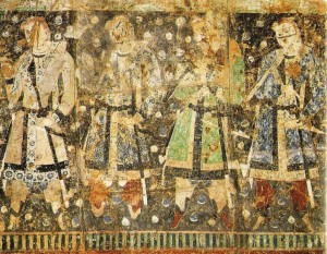 6th Century AD Fresco of Western Migrants to Xinjiang