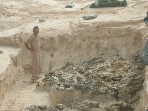 Michael Trimble in a mass grave in Iraq