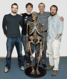 Neanderthal, center, with Max Planck Neanderthal Genome Research Group