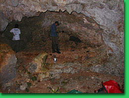 Inside a cave