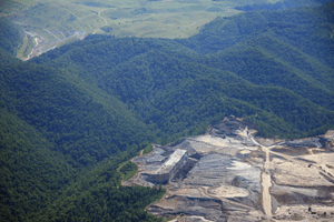 The coal mine at lower right is a mountaintop removal site