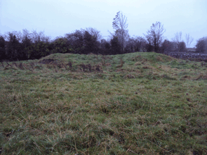 an unexcavated site outside of Athenry, County Galway, features the typical large, U-shaped mound surrounding a noticeable depression