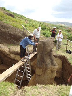 conservation work on the moai of Easter Island