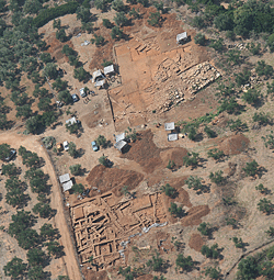 An aerial view of the site of
Iklaina near Pylos, Greece
